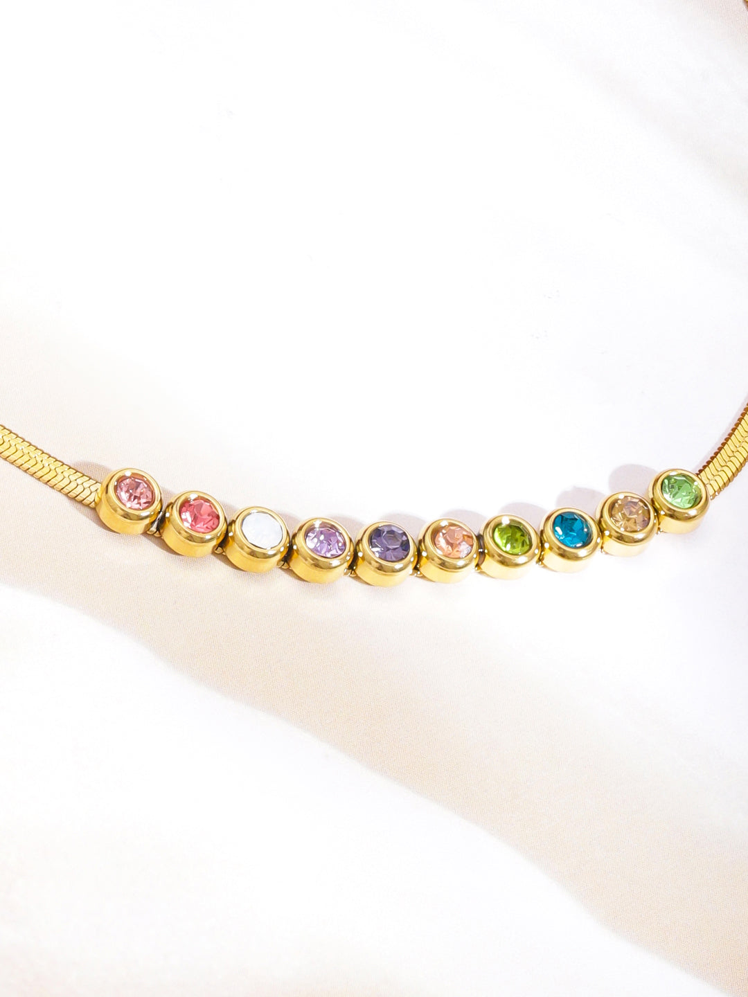 Multicolor Gold Toned Anklet