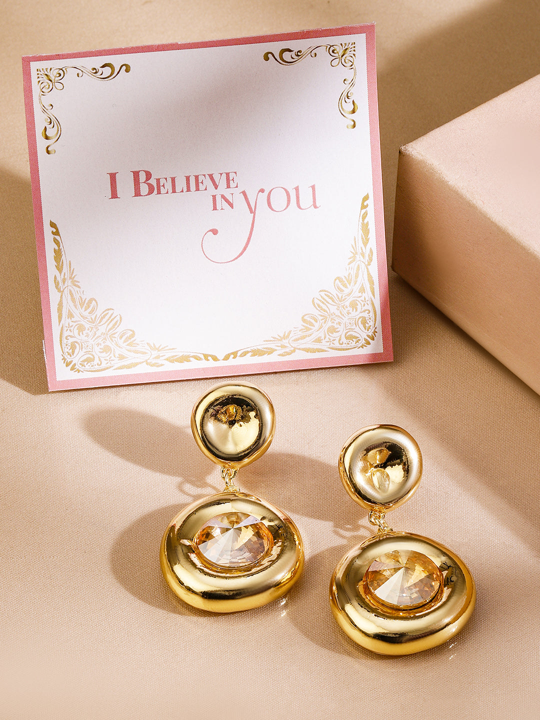 Crystal Kiss Golden Drop Earrings