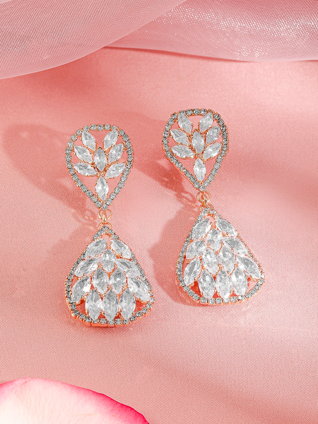 Crystal Embellished Gold Toned Dangler Earrings