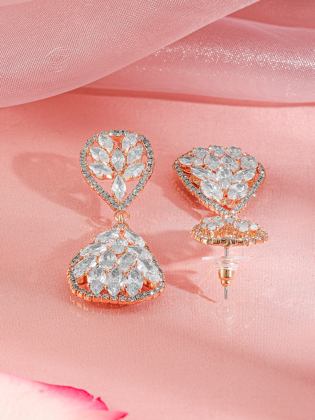 Crystal Embellished Gold Toned Dangler Earrings