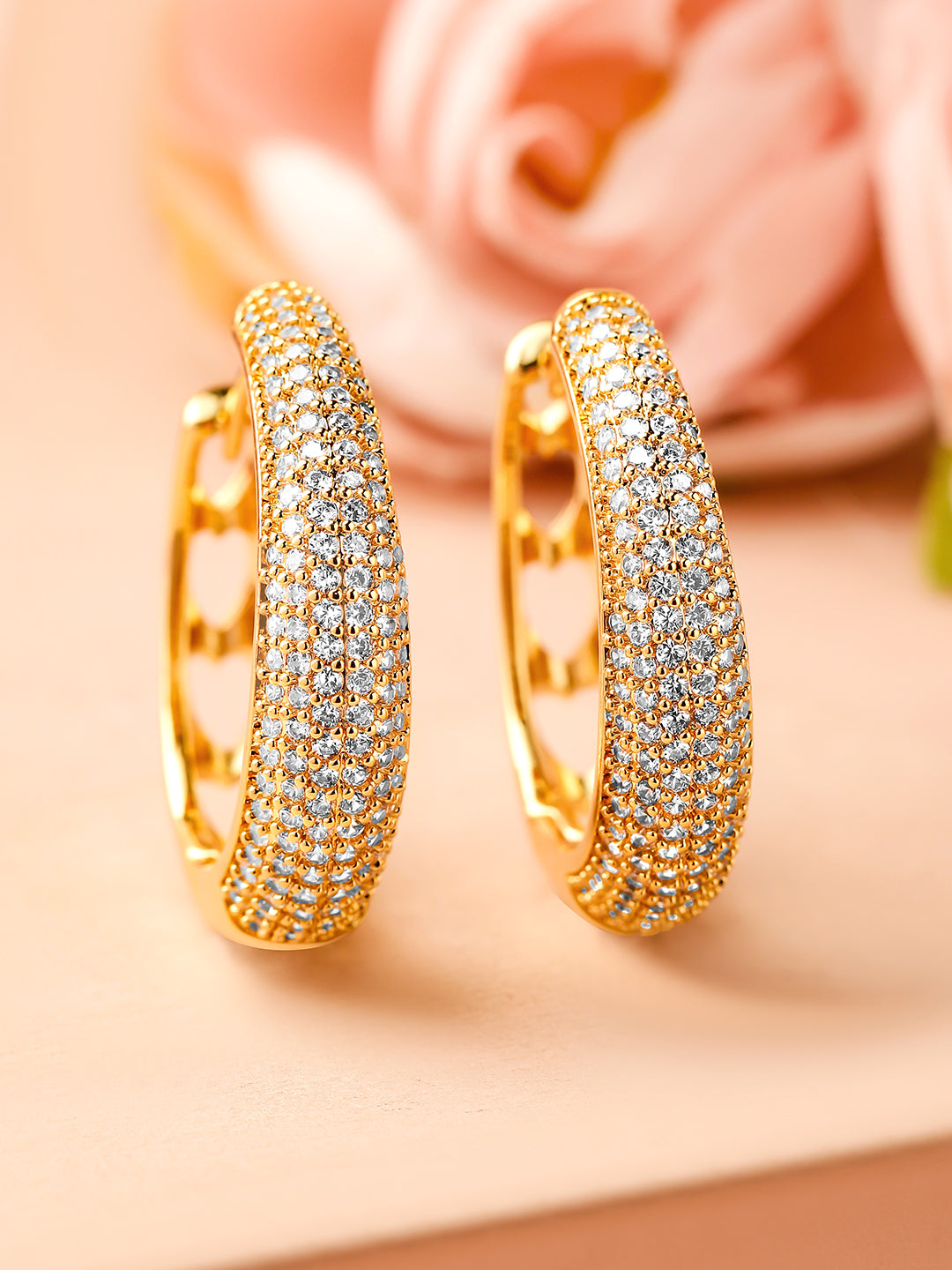 Moonbeam Circles American Diamond Zirconia Hoops