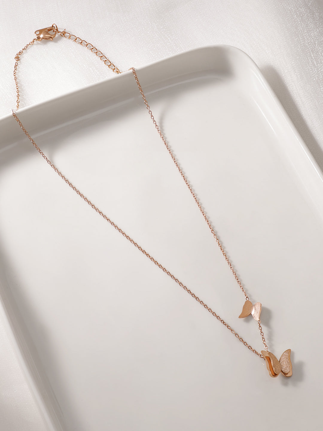 Rose Gold Butterfly Pendant Necklace