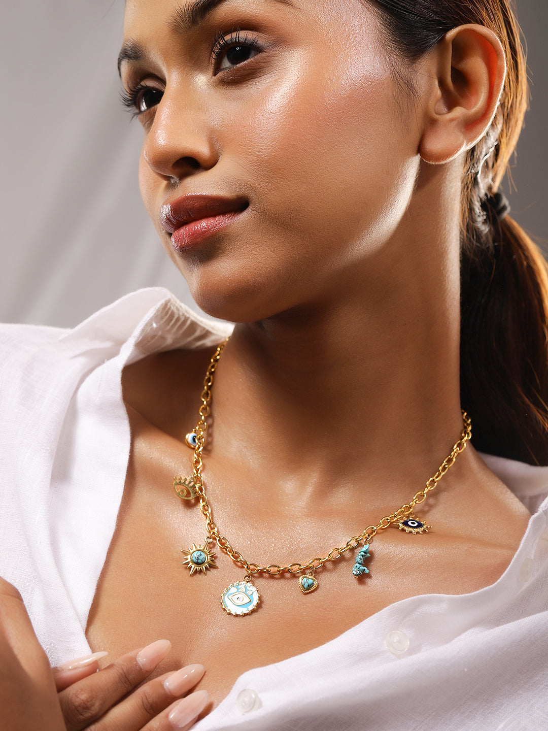 Playful Evil Eye Charm Necklace