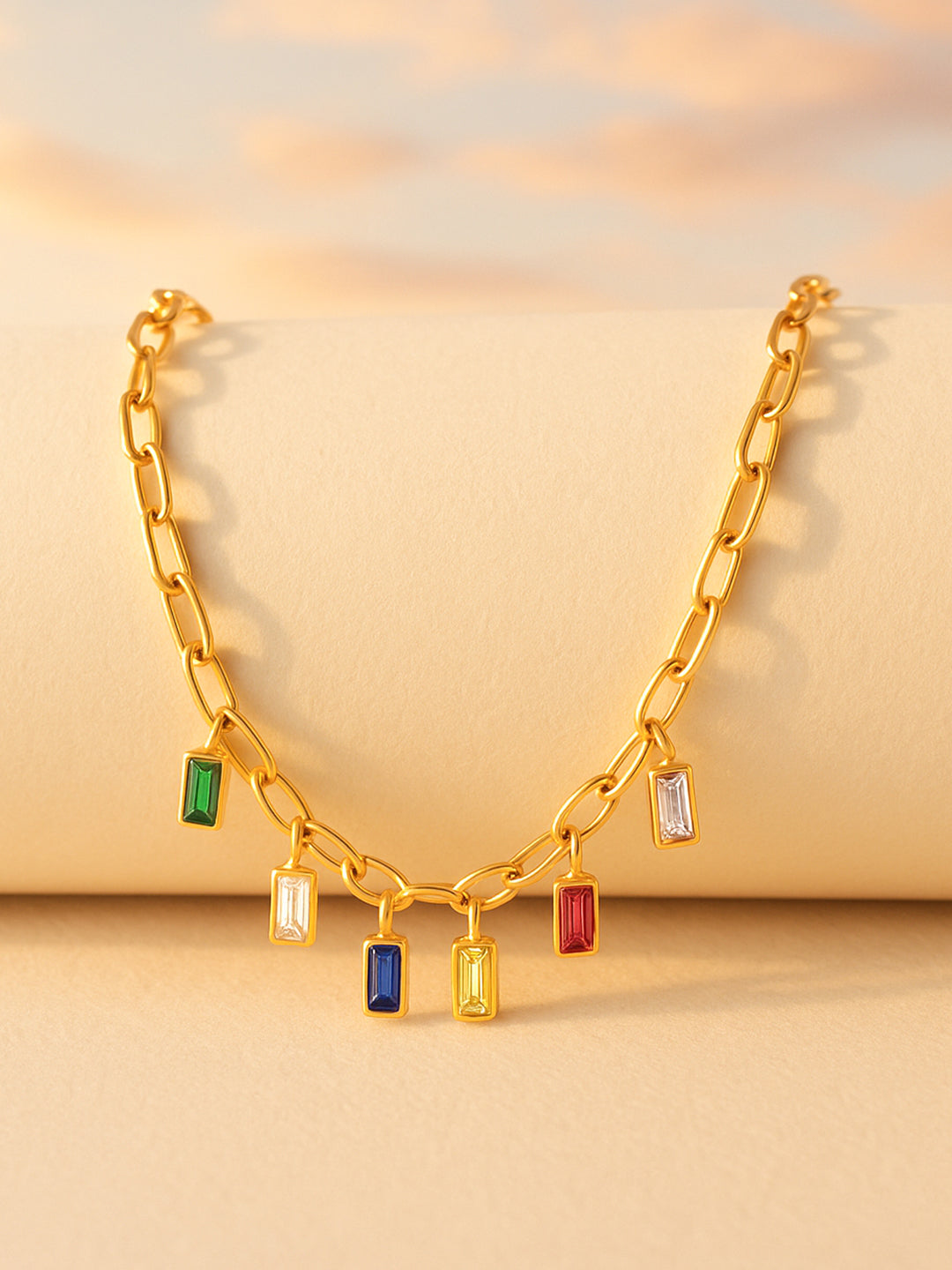 Multi Charm Gold Plated Necklace Chain