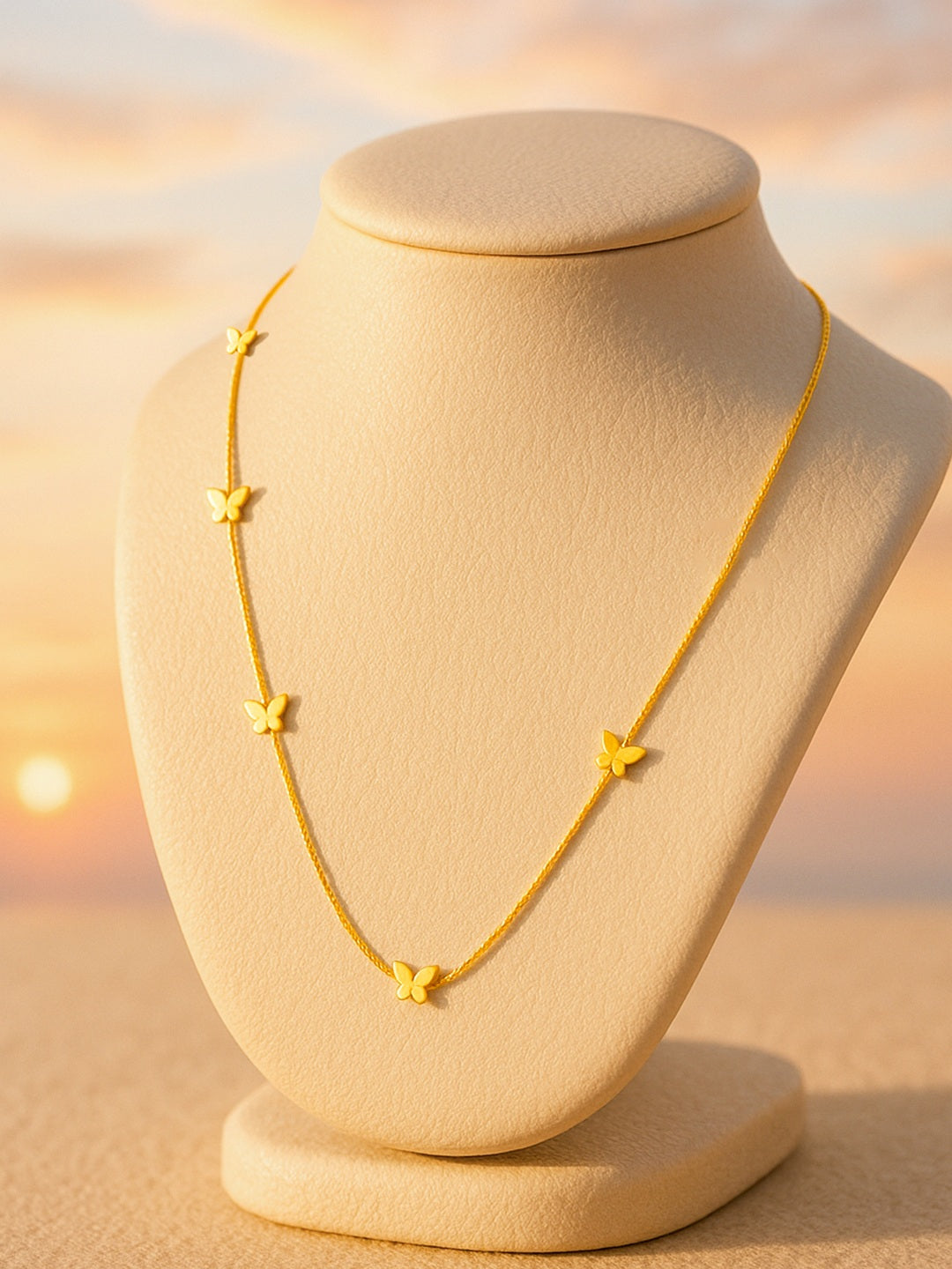 Butterfly Motif Gold Toned Necklace