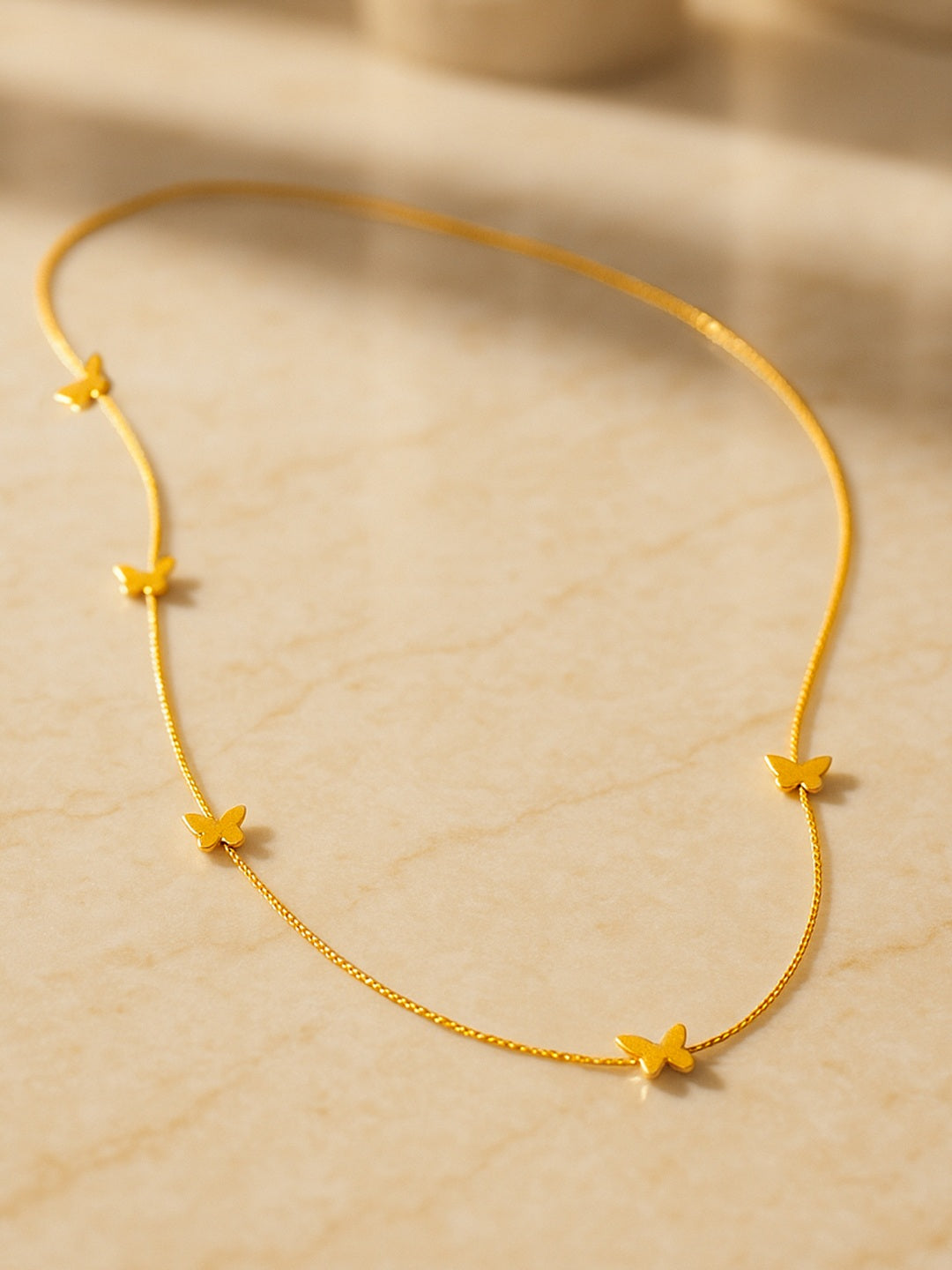 Butterfly Motif Gold Toned Necklace