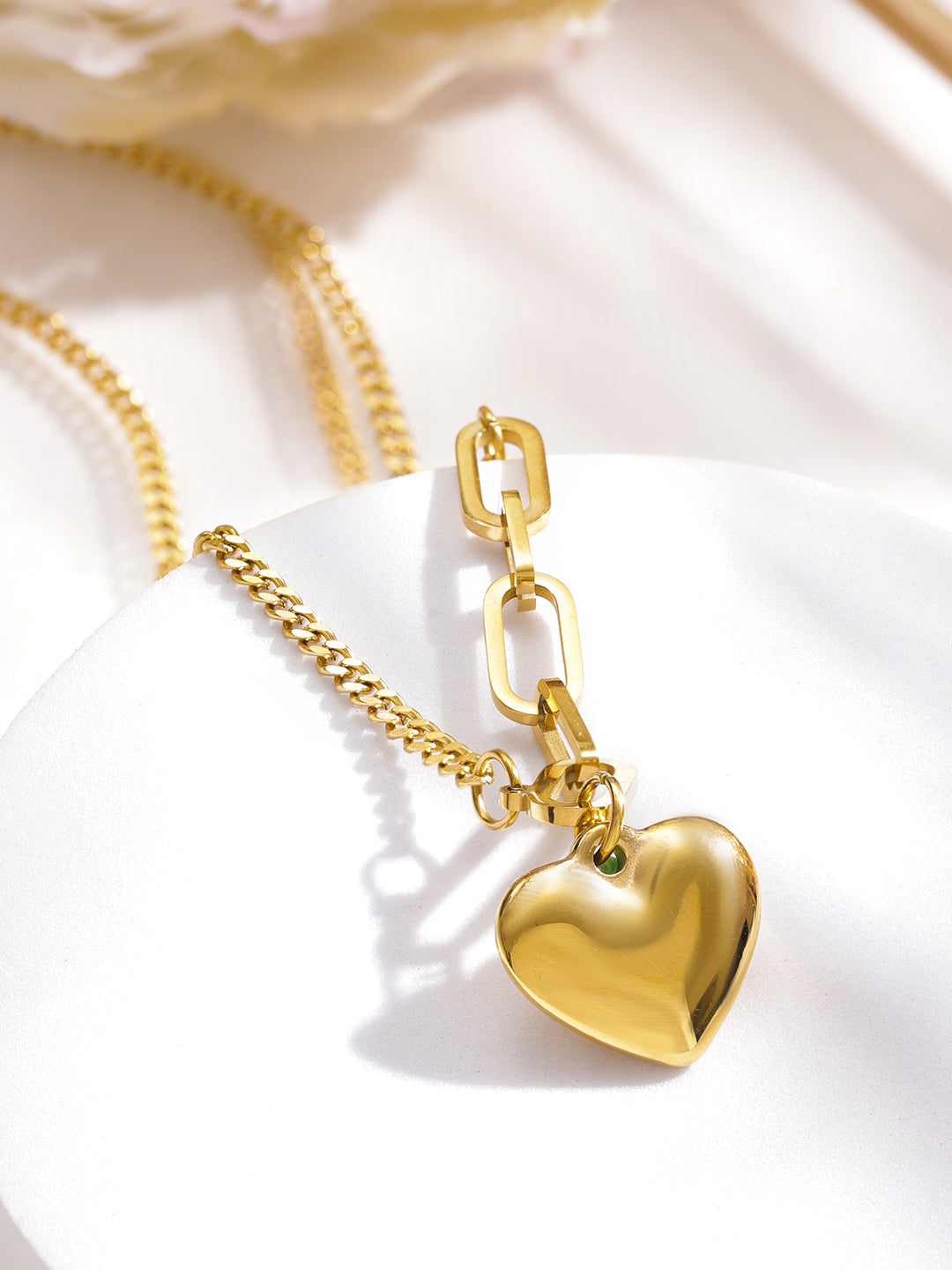 Forever Love Heart Pendant Link Chain Necklace