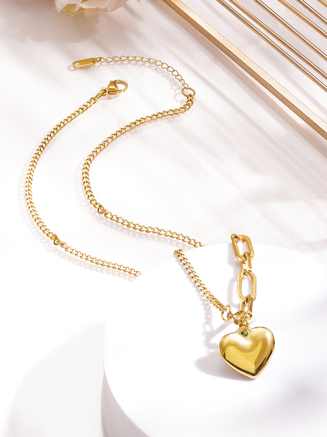 Forever Love Heart Pendant Link Chain Necklace