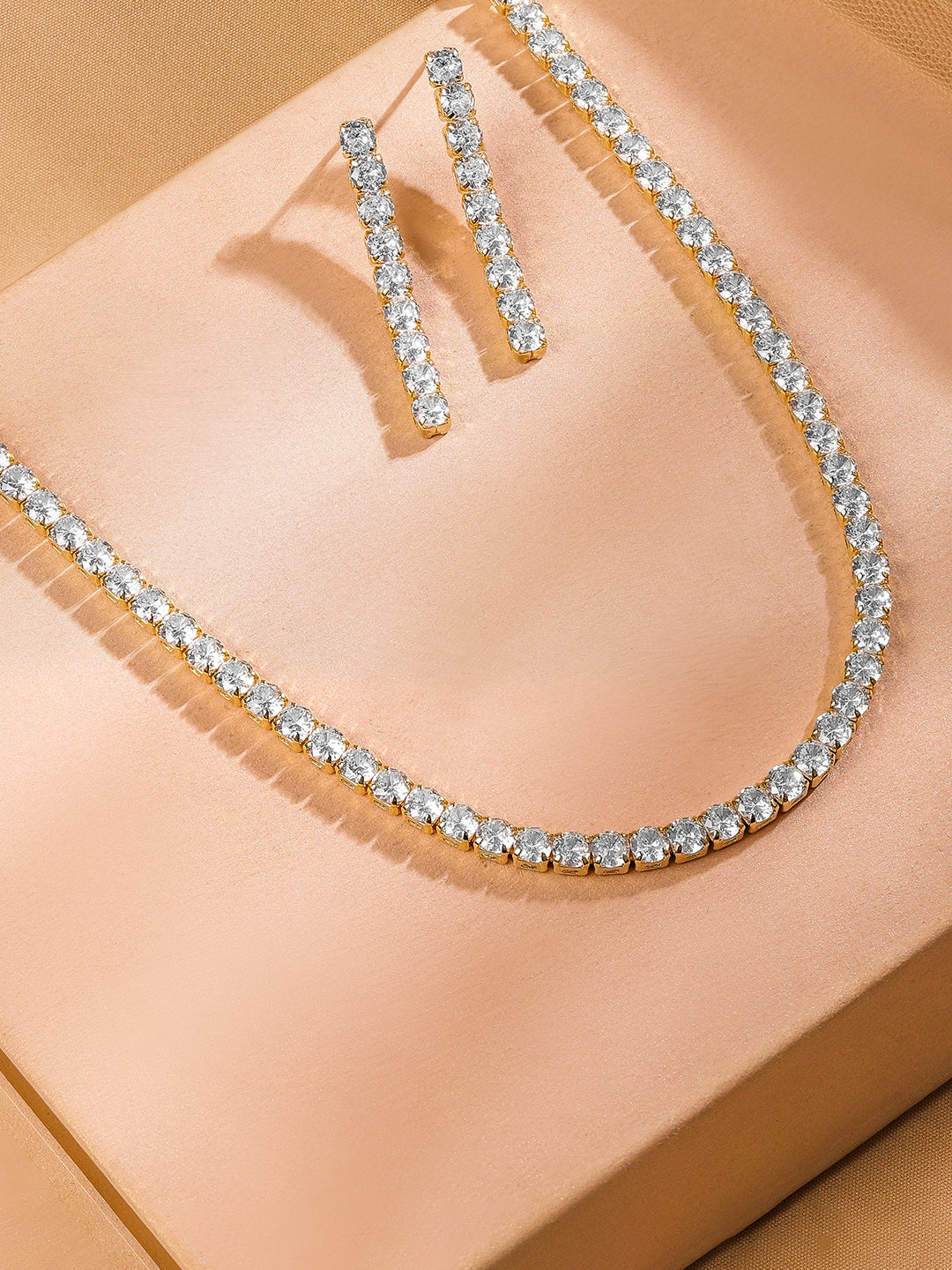 American Diamond Zirconia Tennis Necklace Set