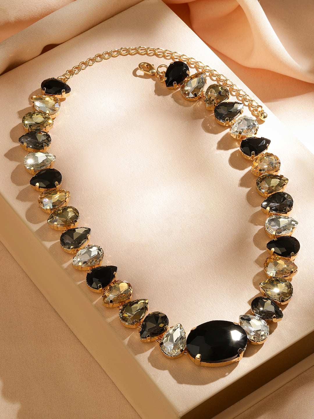 Bold Smoky Crystal Statement Necklace