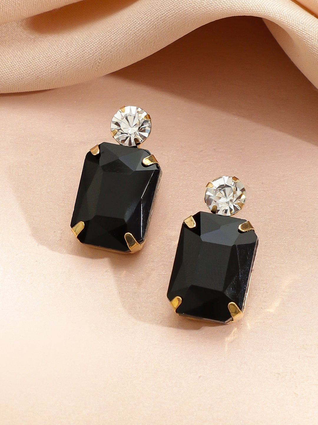 Geometric Contemporary  Crystal Necklace Set - Black