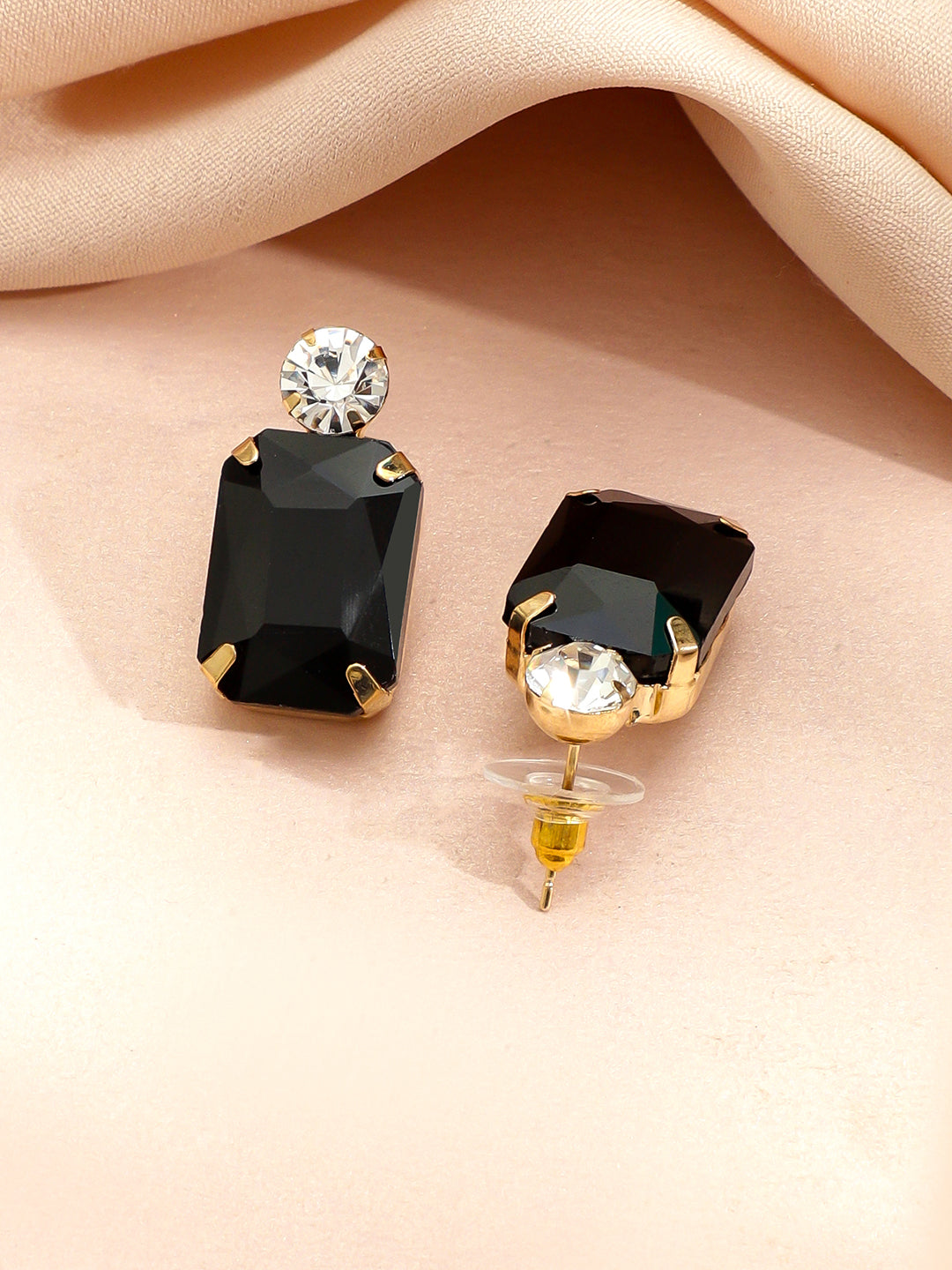 Geometric Contemporary  Crystal Necklace Set - Black
