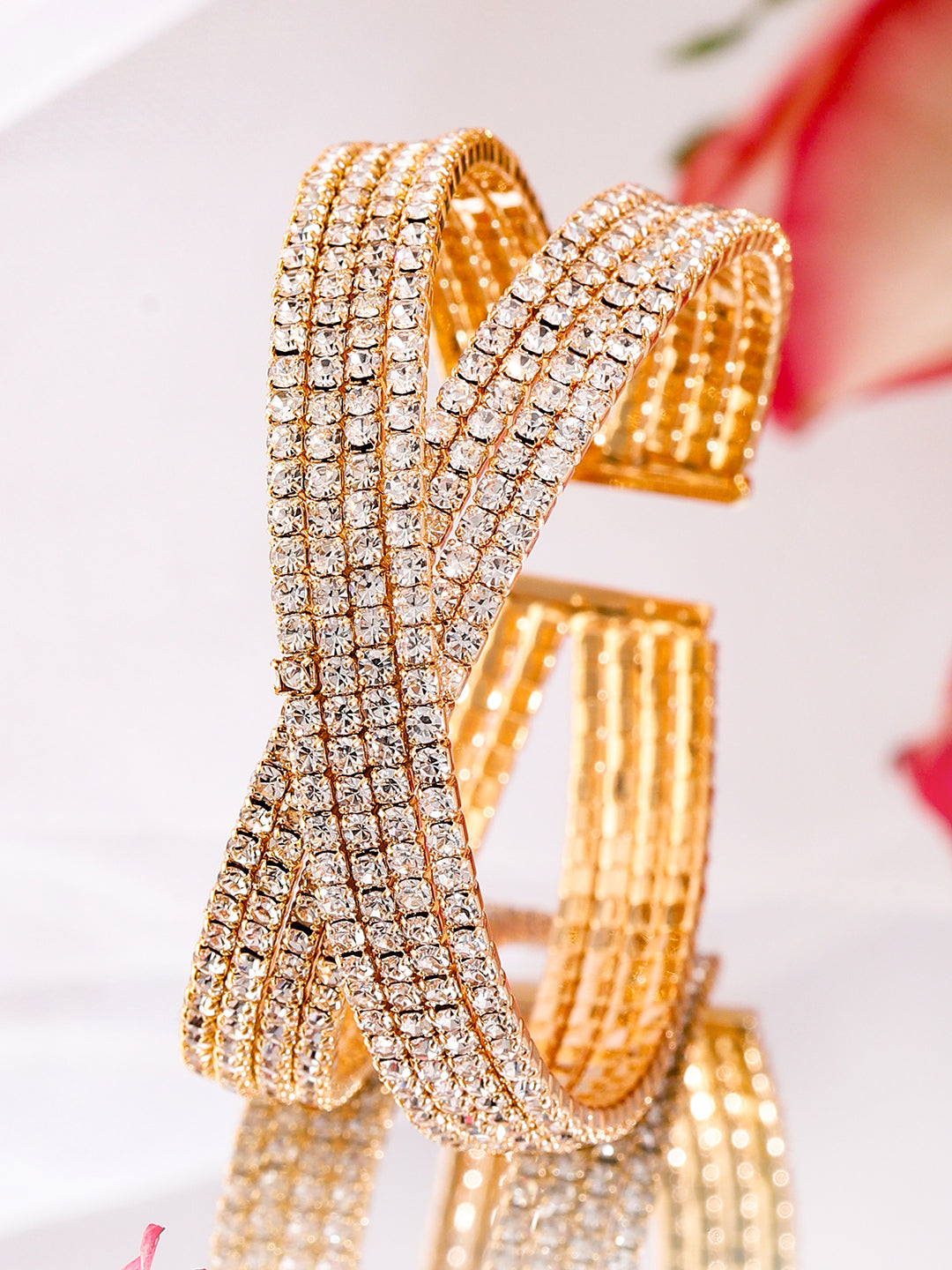 American Diamond Zirconia Cuff Bangles Set Of 2