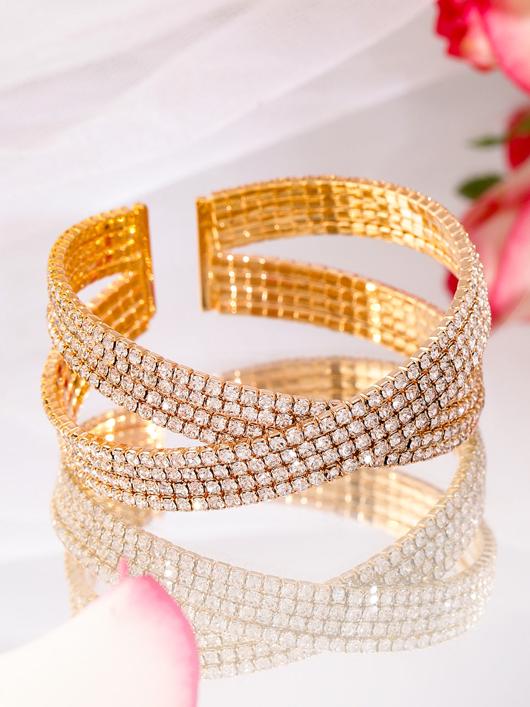 American Diamond Zirconia Cuff Bangles Set Of 2