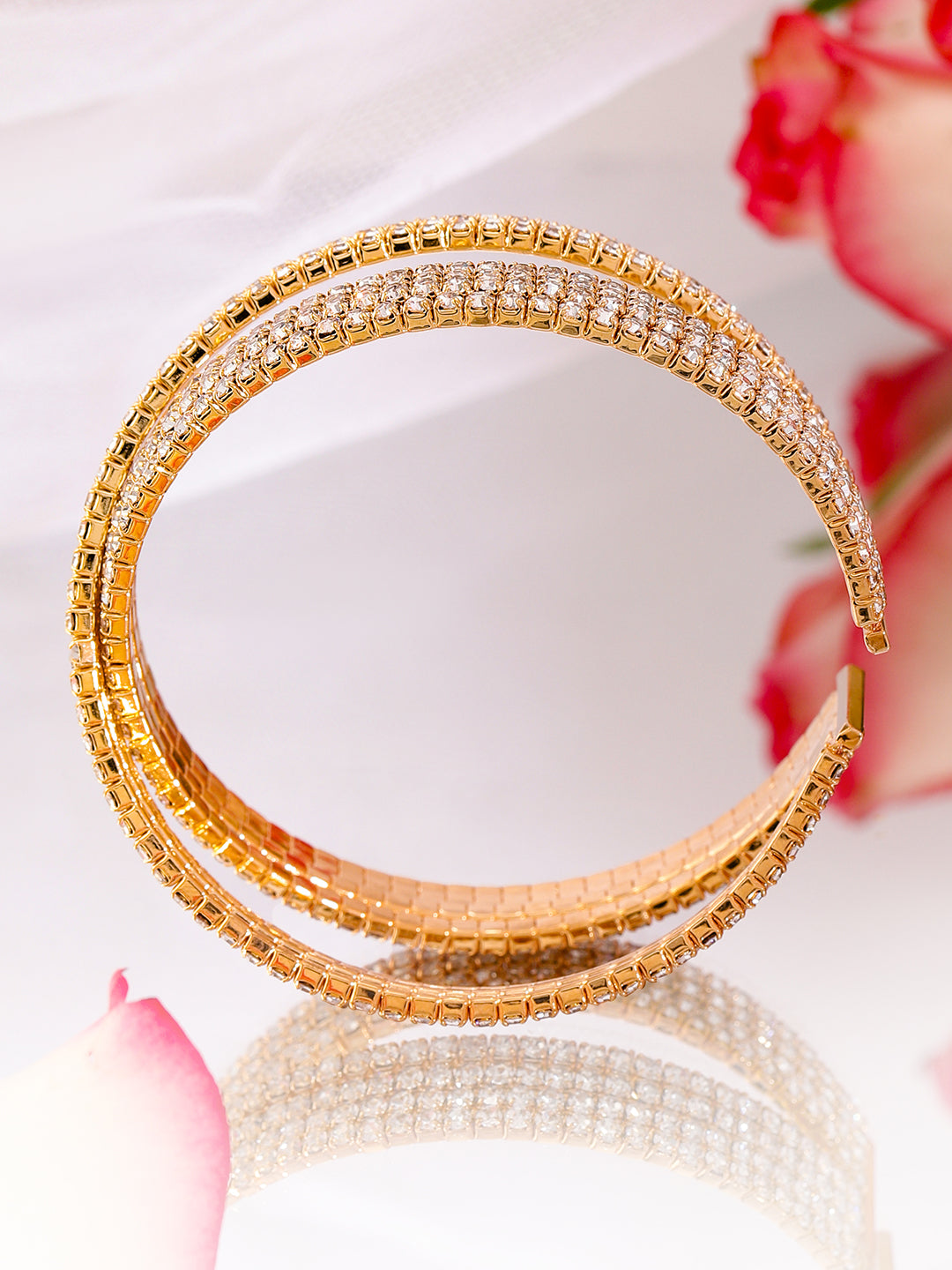 American Diamond Zirconia Cuff Bangles Set Of 2