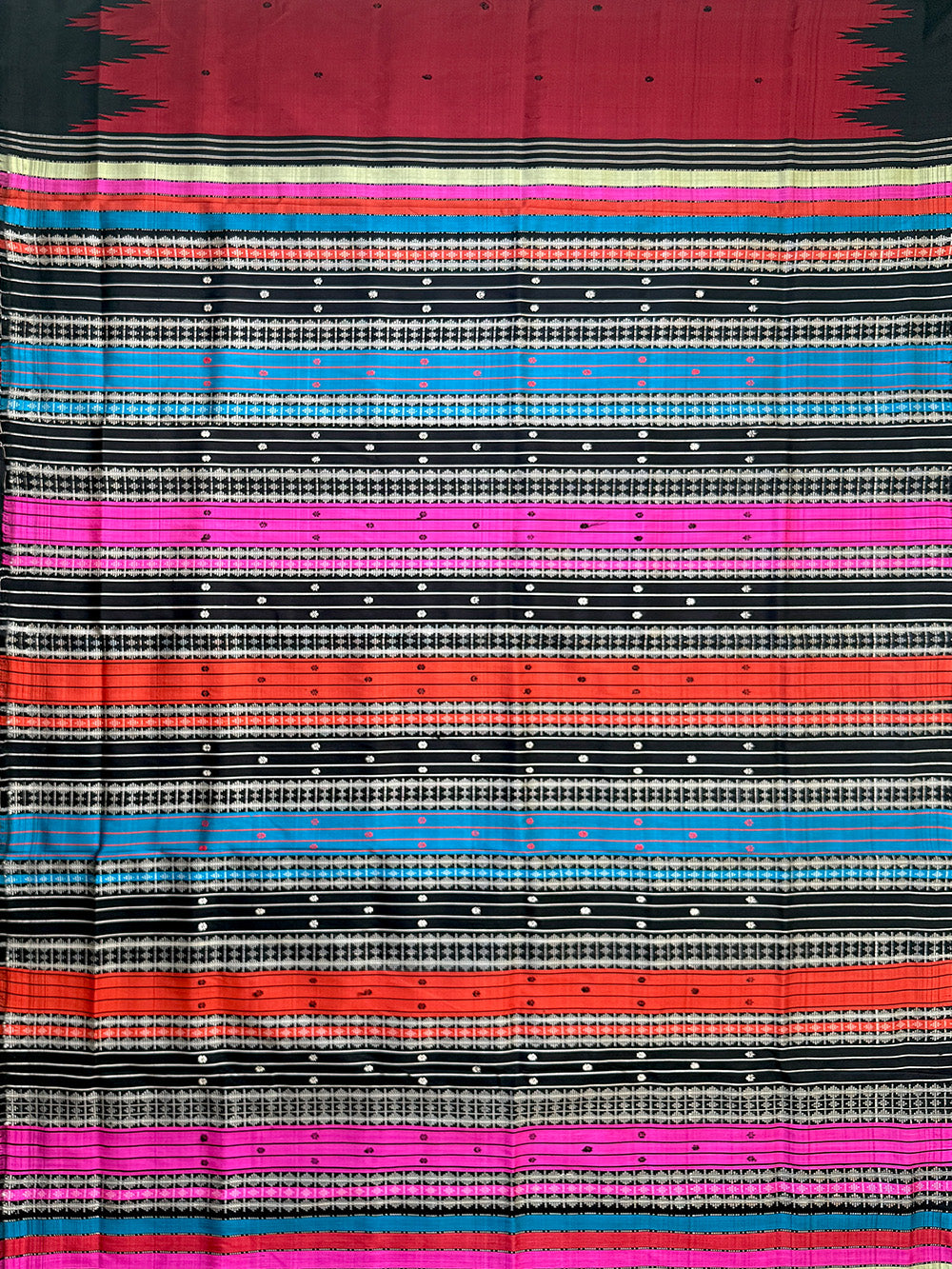Red and Black Double Pallu Handloom Berhampuri Pure Silk Patta Saree