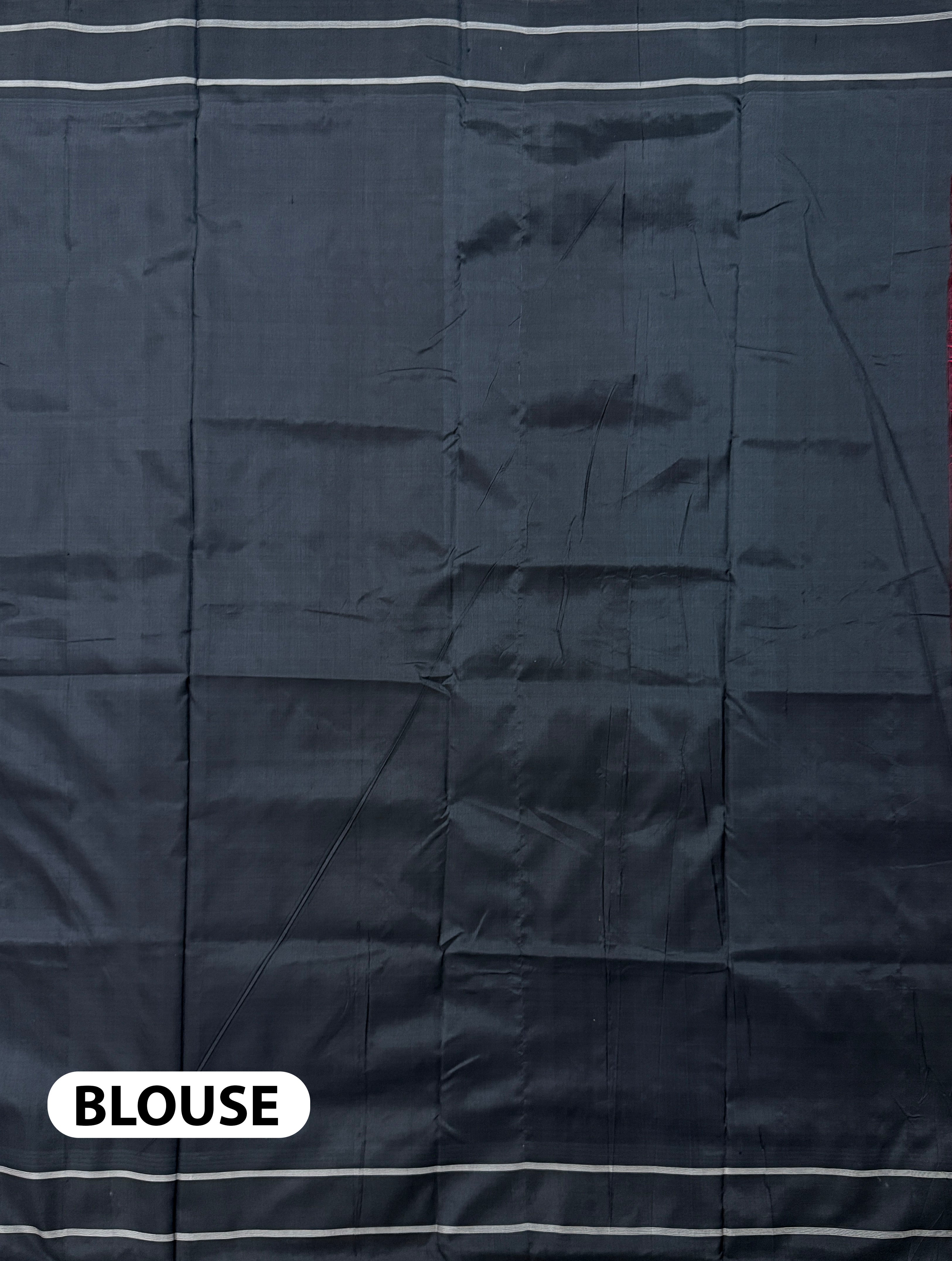 Red and Black Pure Silk Handloom Khandua Patta Saree with Pasapalli Border