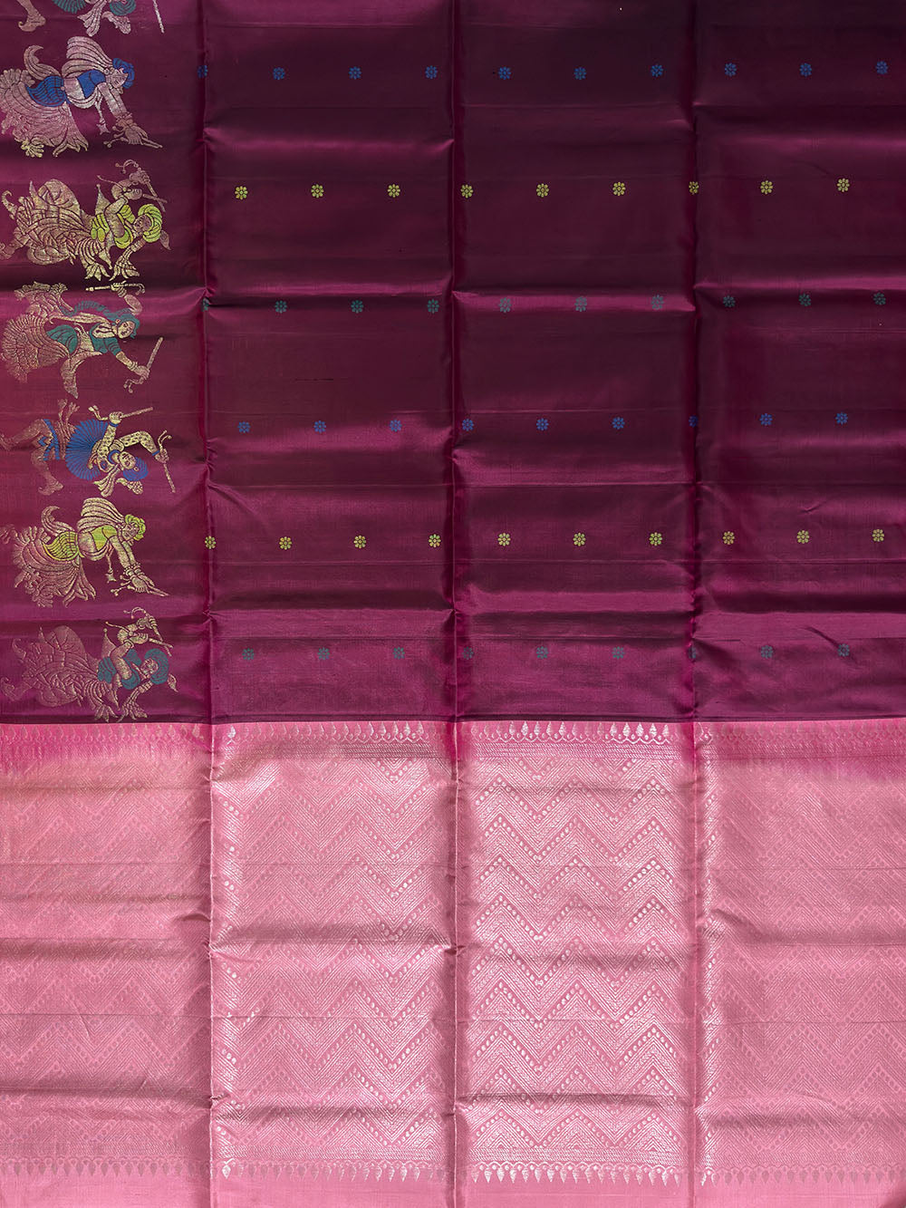 Magenta and Light Pink Pure Silk Kanjivaram Handloom Saree