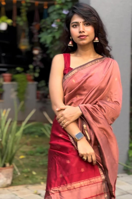 Comely Pink Cotton Silk Saree With Fancifull Blouse Piece