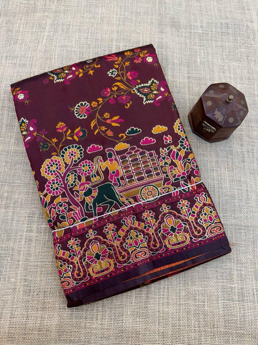 Posh Brown Pashmina Saree With Nebula Blouse Piece