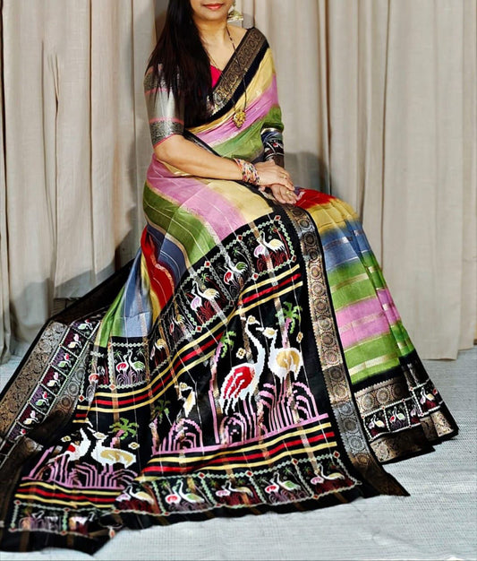 Capricious Multicolor Digital Printed Dola Silk Saree With Opulent Blouse Piece