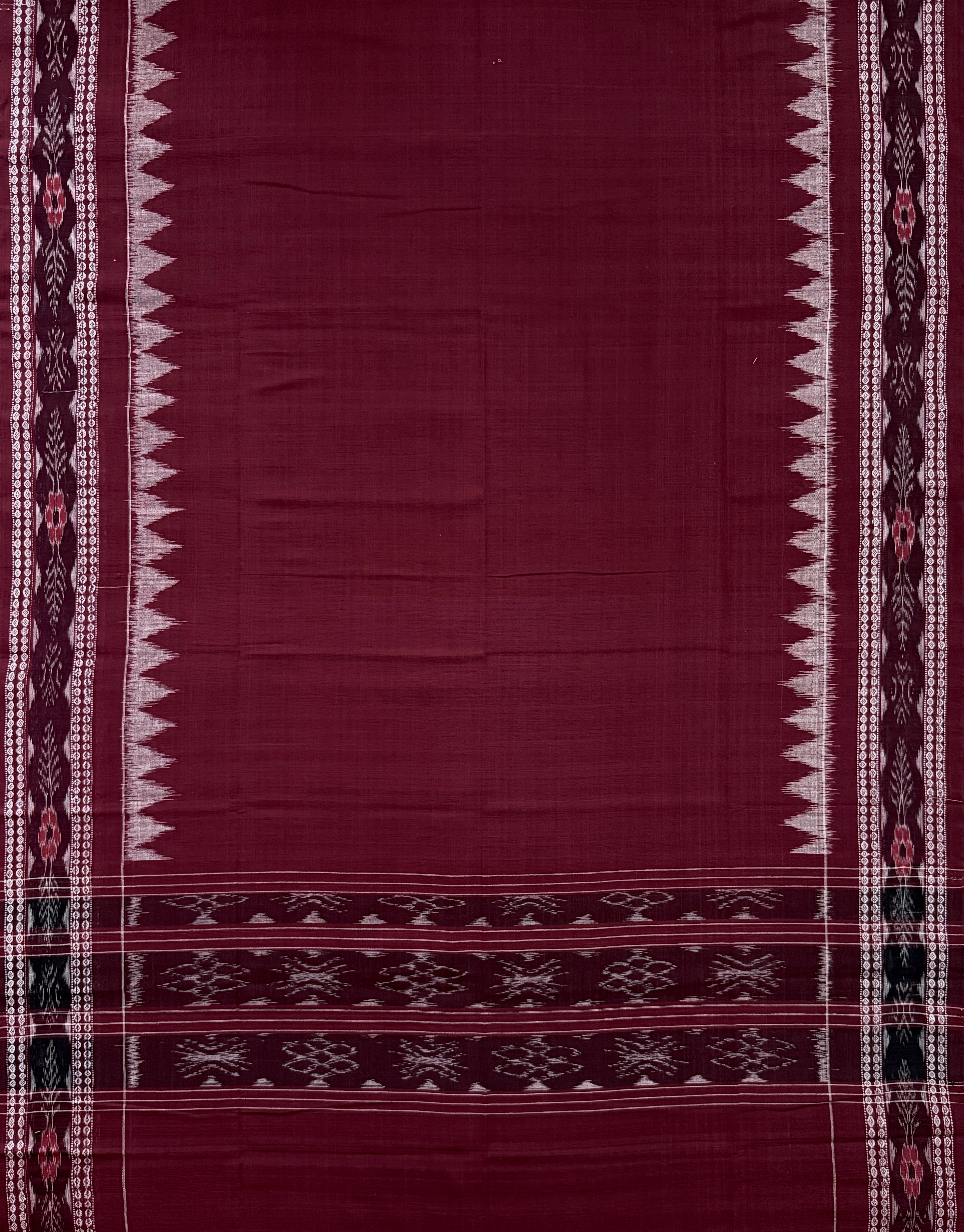 Slate Green and Maroon Sambalpuri Handloom Cotton Dress Material with Tribal Motifs