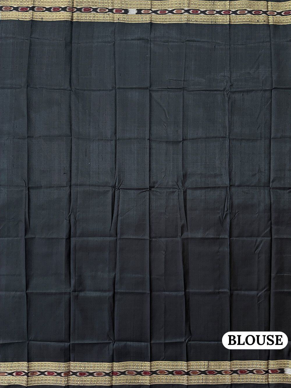 Teal and Black Nabakothi Pure Silk Handloom Khandua Patta Saree