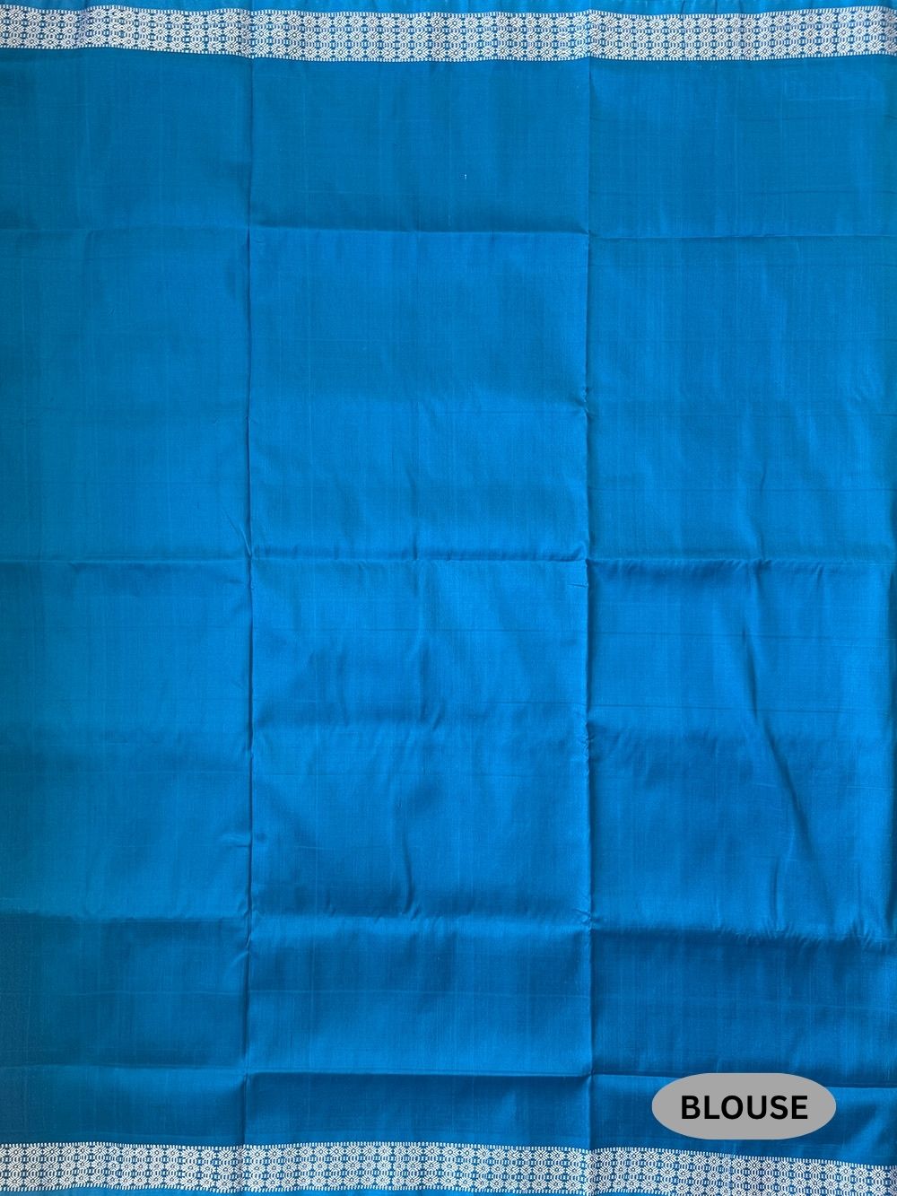 Turquoise Blue Double Pallu Handloom Berhampuri Pure Silk Patta Saree