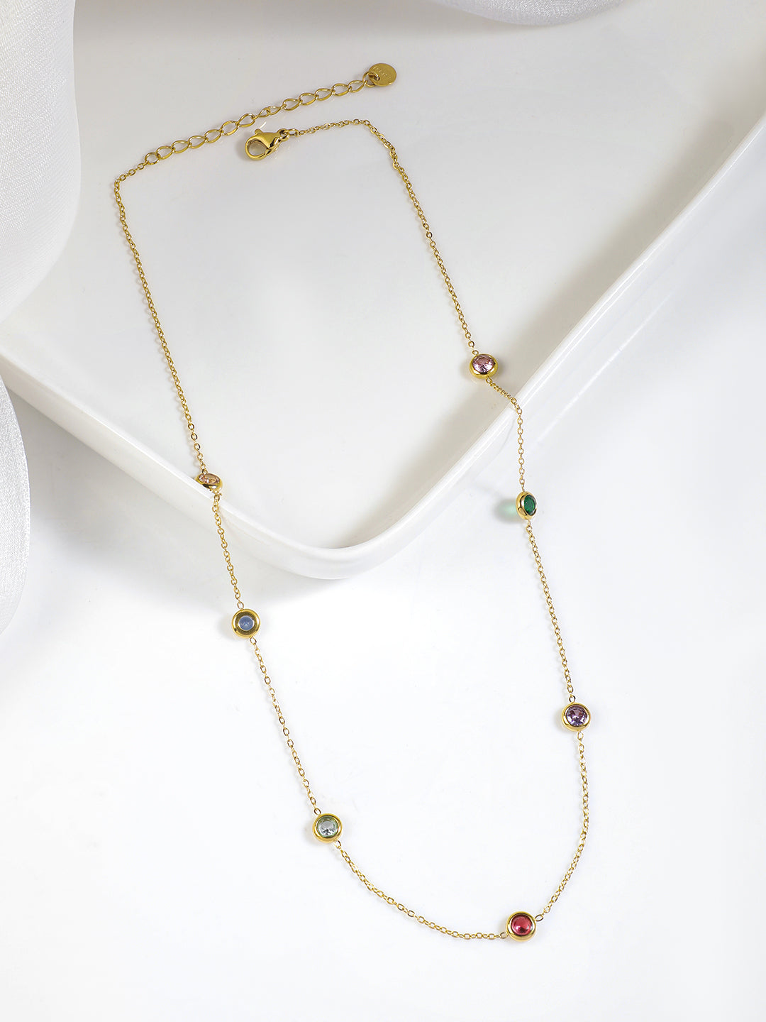Linear Playful Multicolour Chain Necklace