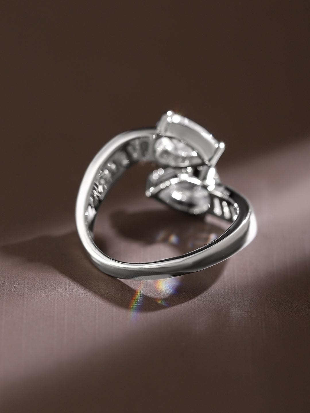 American Diamond Zirconia Bypass Ring