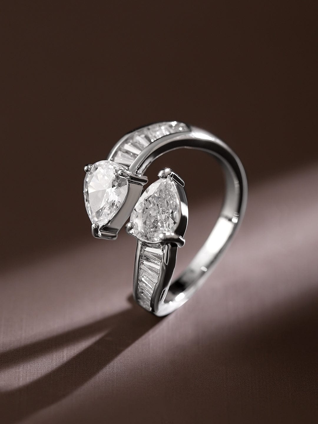 American Diamond Zirconia Bypass Ring