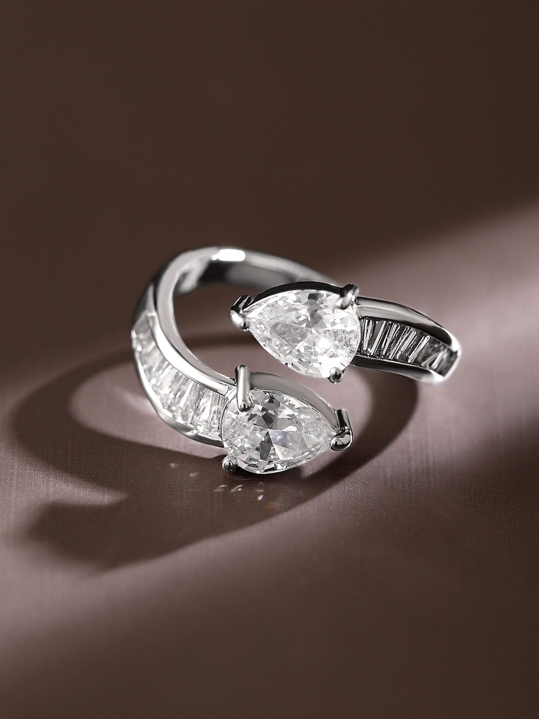 American Diamond Zirconia Bypass Ring