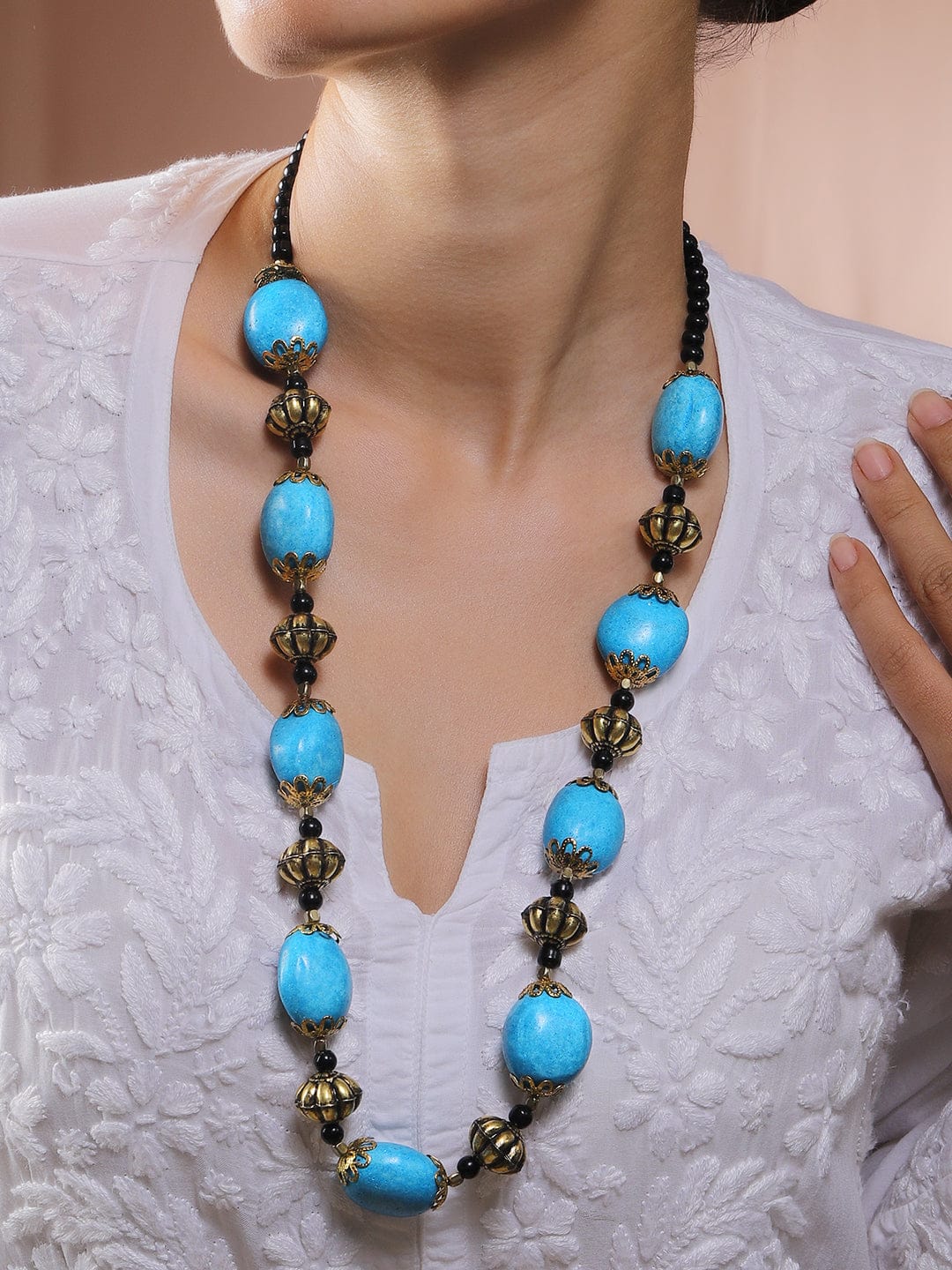 Antique Bohemian Necklace with Turquoise Beads