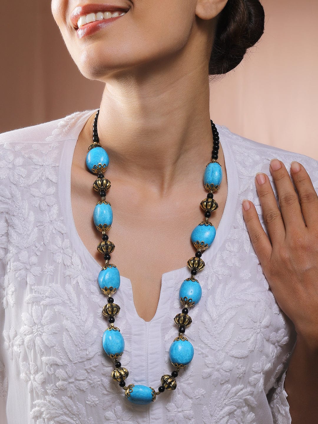 Antique Bohemian Necklace with Turquoise Beads
