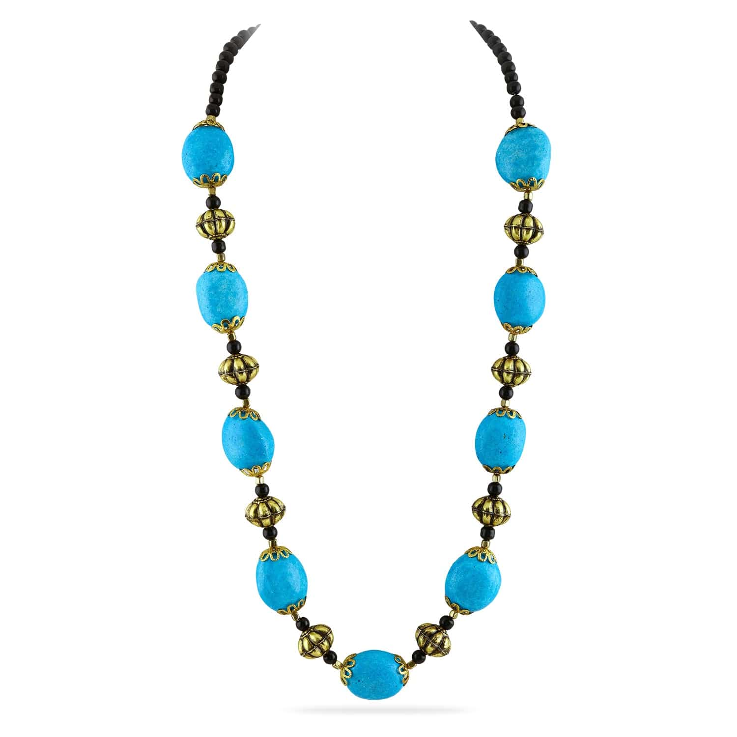 Antique Bohemian Necklace with Turquoise Beads