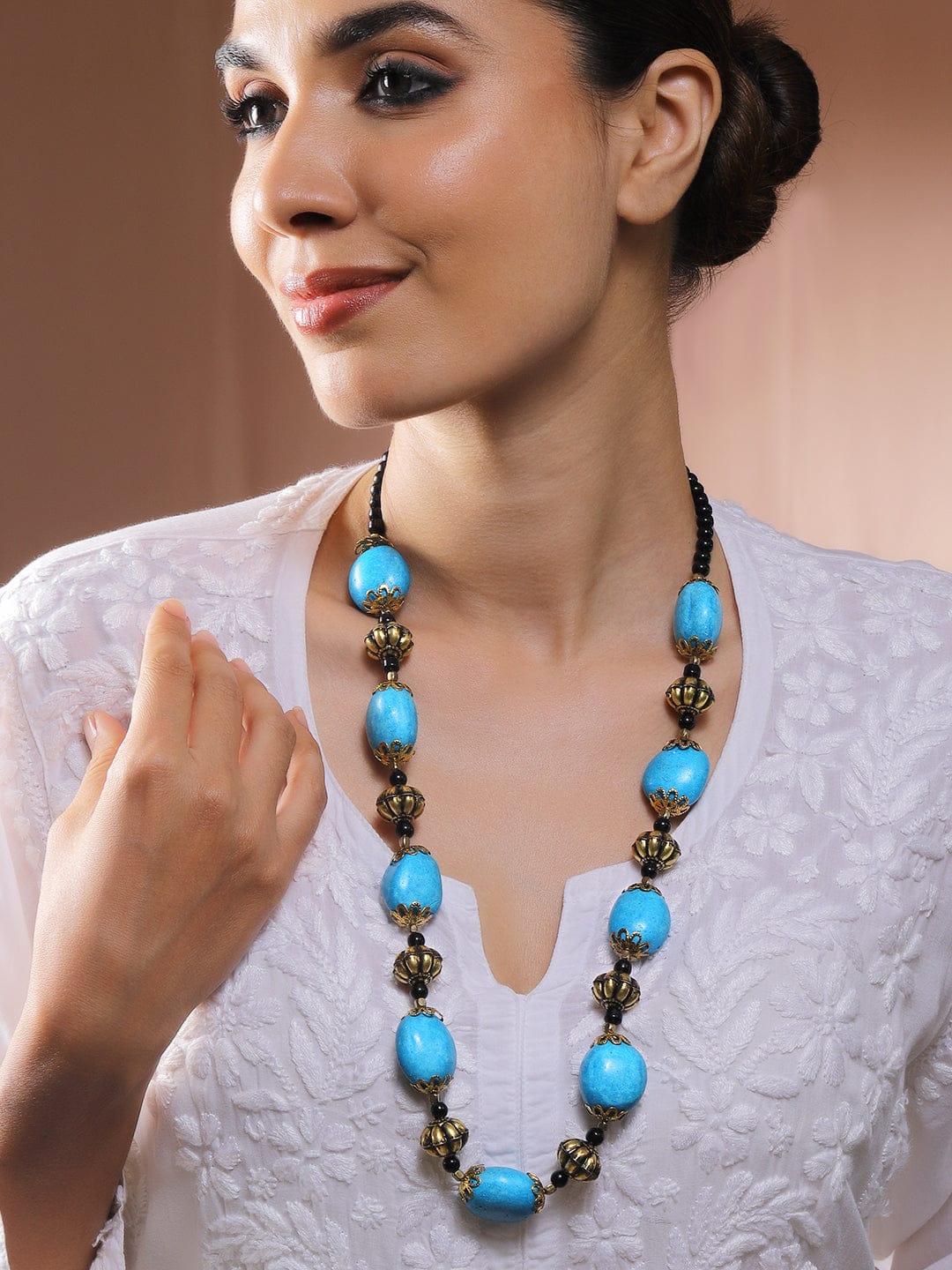 Antique Bohemian Necklace with Turquoise Beads