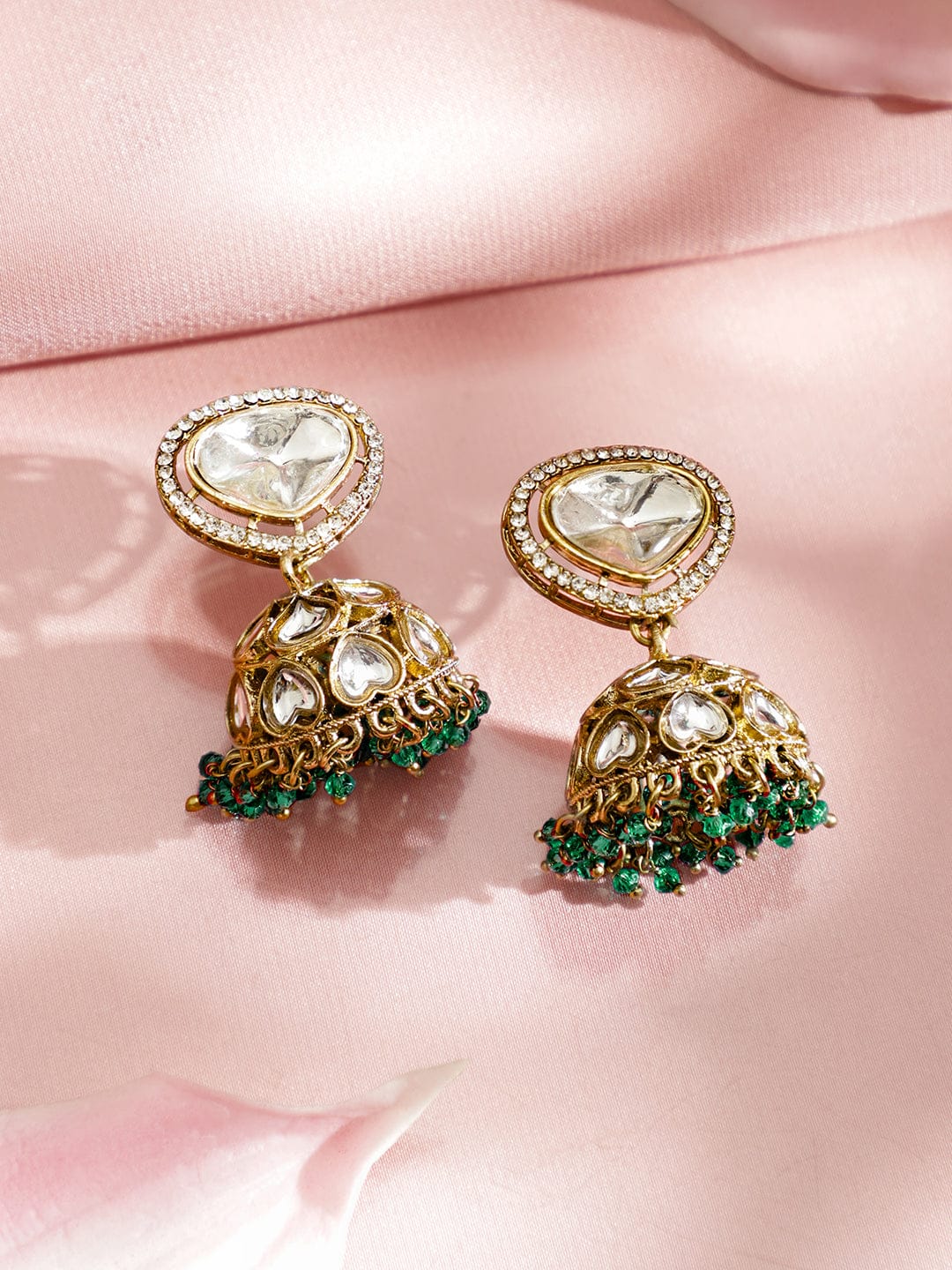 Artisanal Green & Polki Kundan Necklace Set