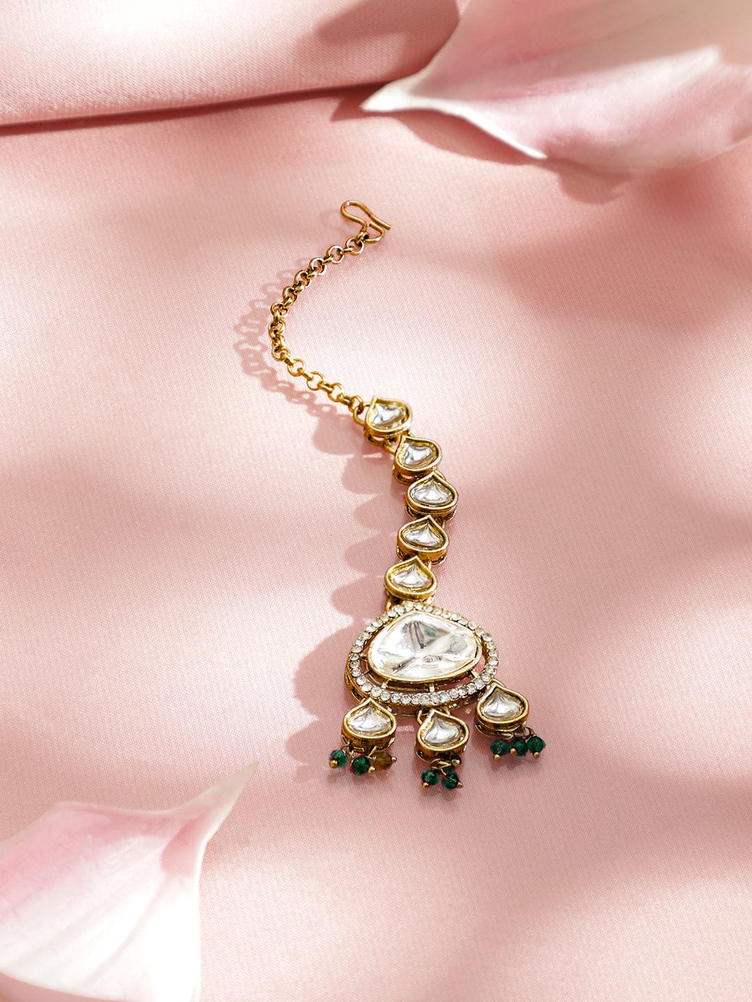 Artisanal Green & Polki Kundan Necklace Set
