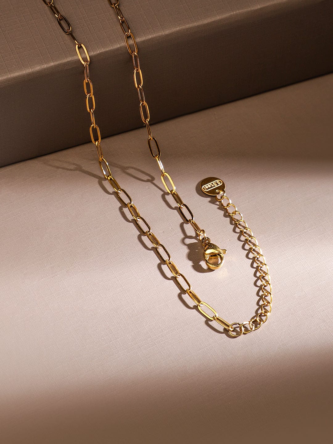 Gold Toned Floral Charms Paperclip Necklace