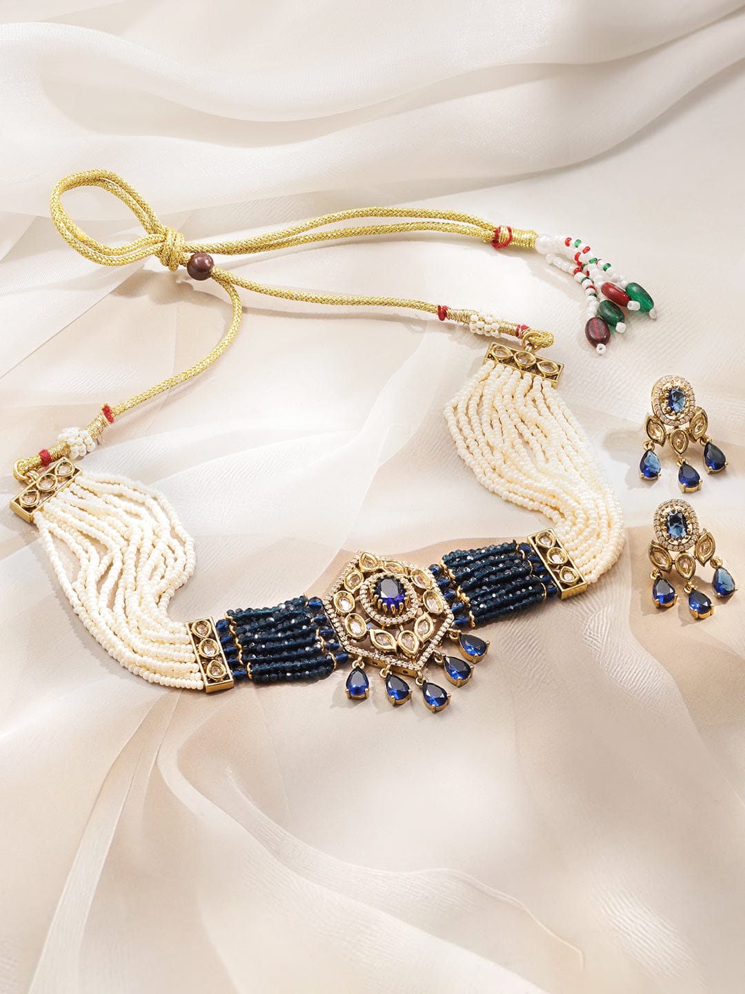 Blue Hues in Kundan Choker Set