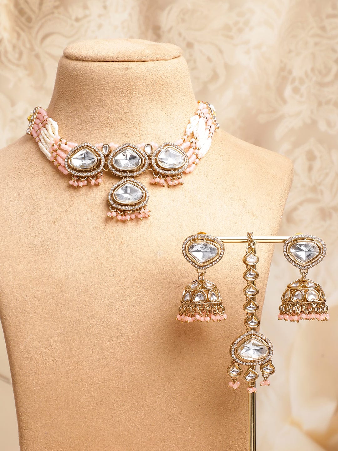 Blush with Polki Kundan Necklace Set
