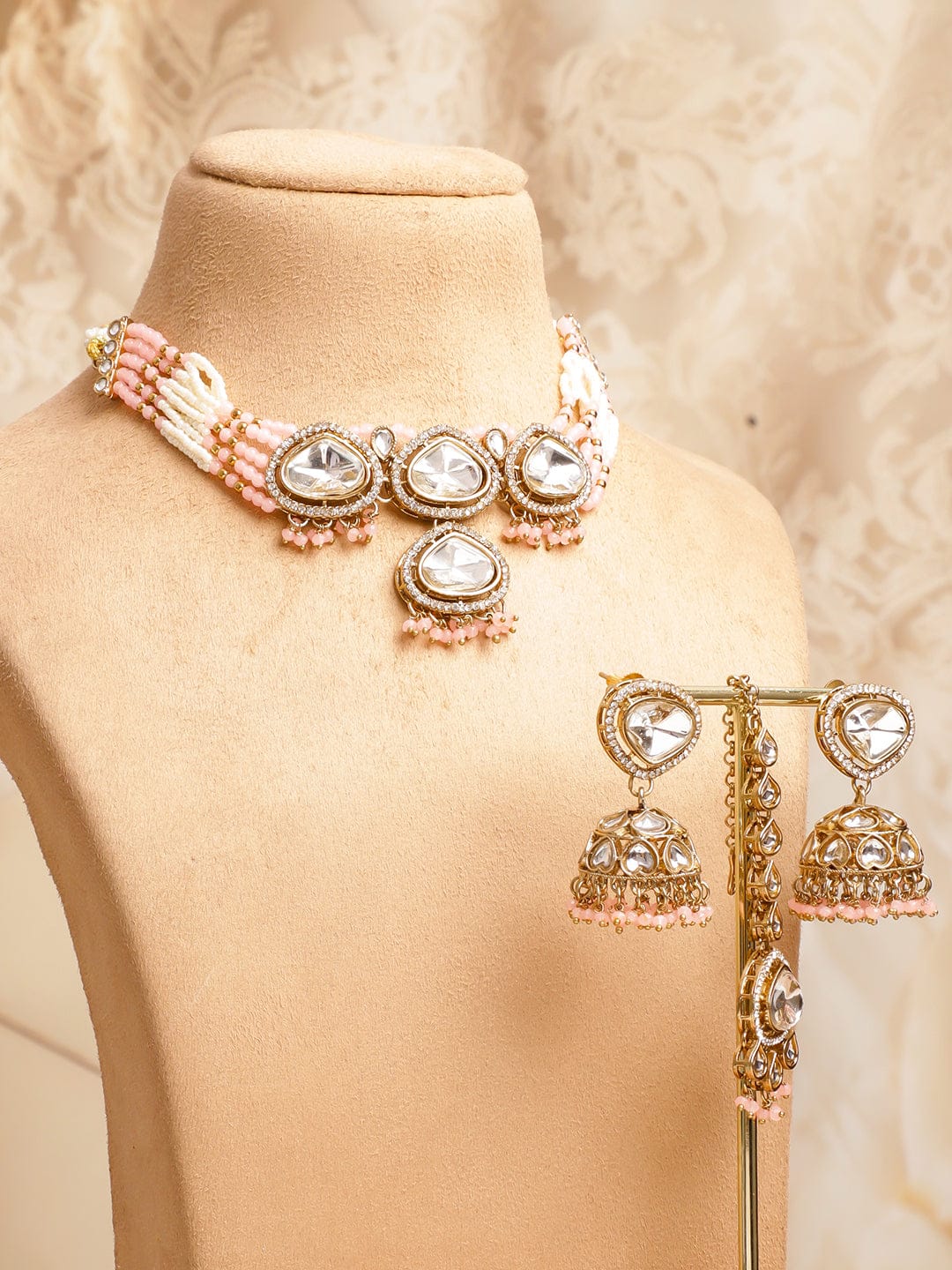 Blush with Polki Kundan Necklace Set