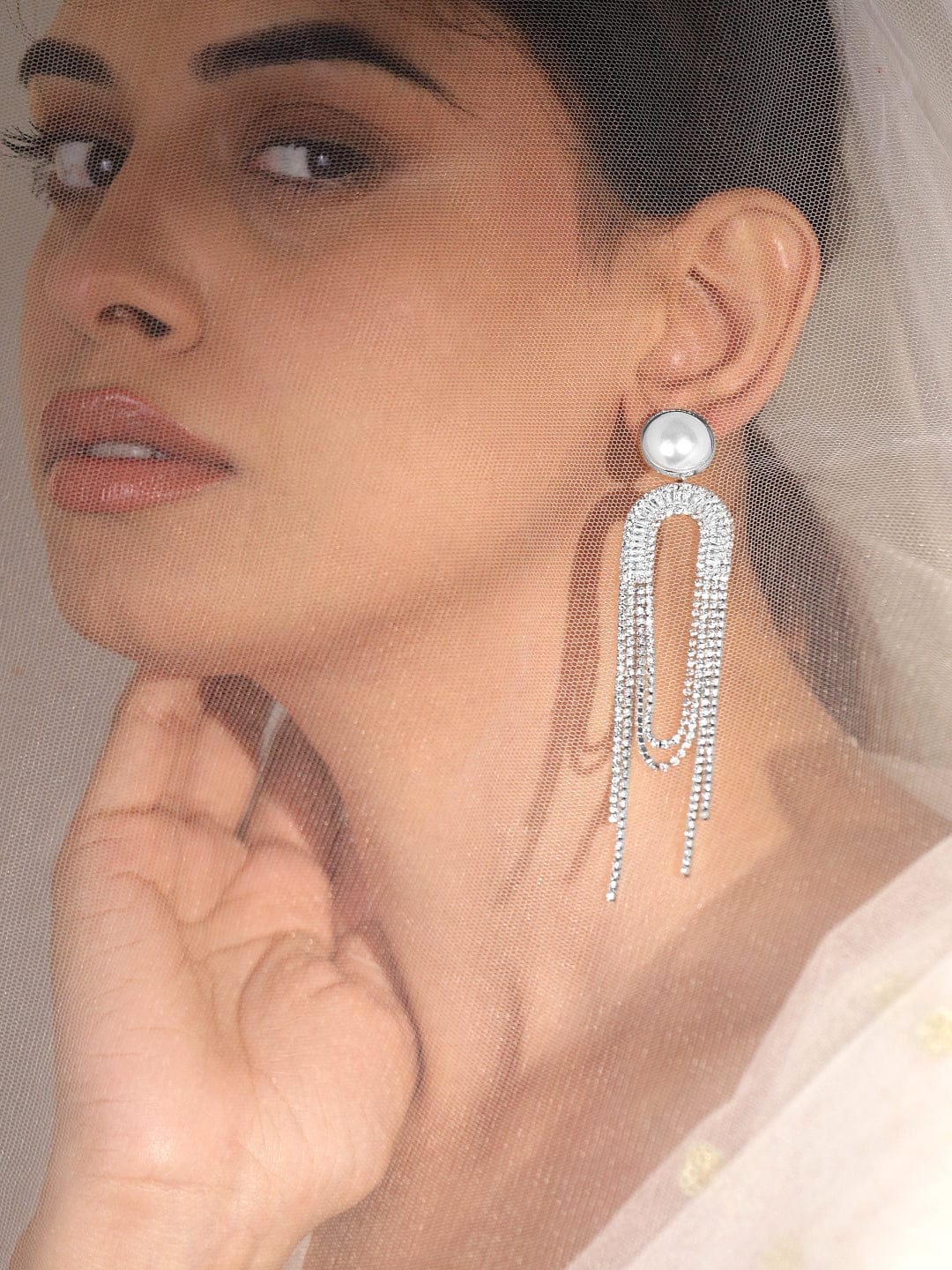 Chic Motion American Diamond Zirconia & Pearl Tassel Drops