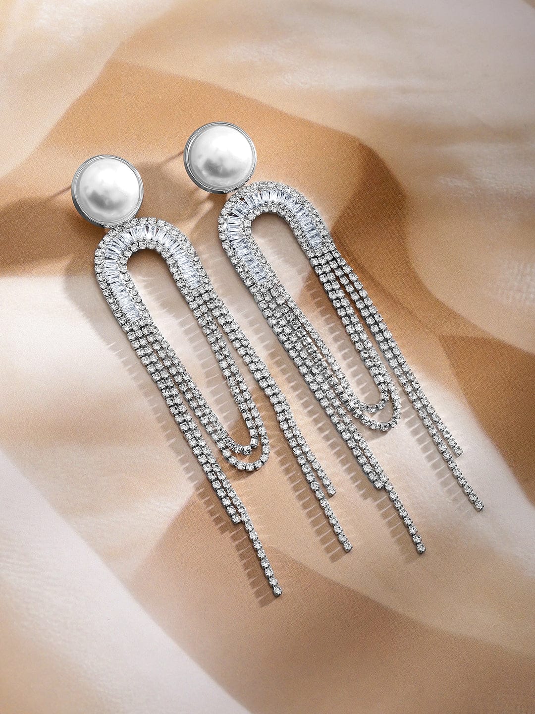 Chic Motion American Diamond Zirconia & Pearl Tassel Drops