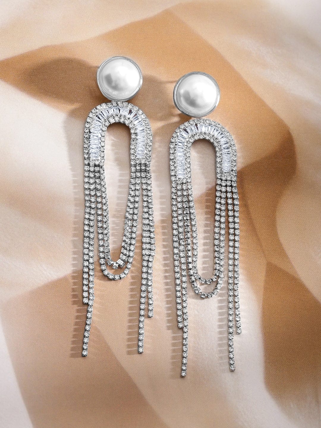 Chic Motion American Diamond Zirconia & Pearl Tassel Drops