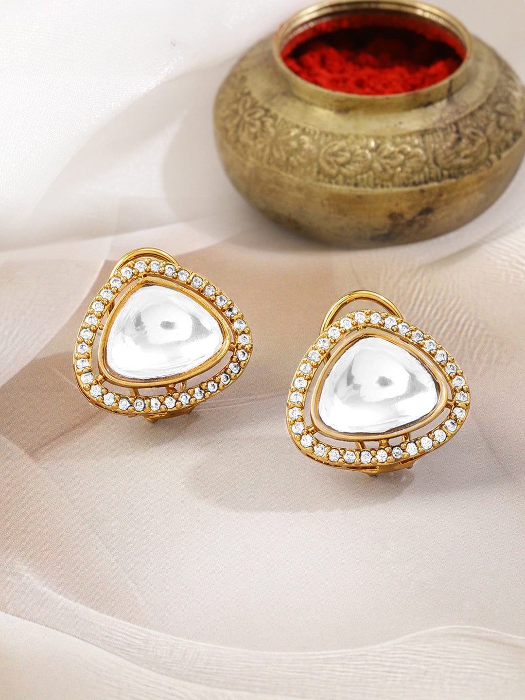 Classic Heritage Kundan & American Diamond Zirconia Studs
