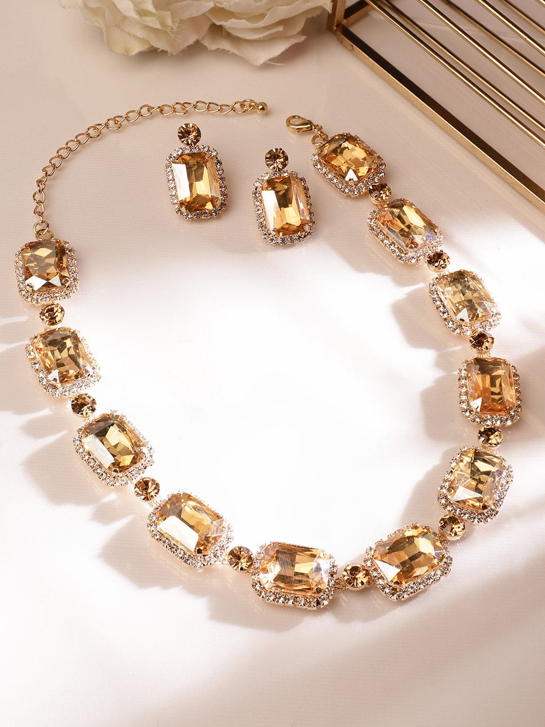 Crystal Studded Statement Necklace Set