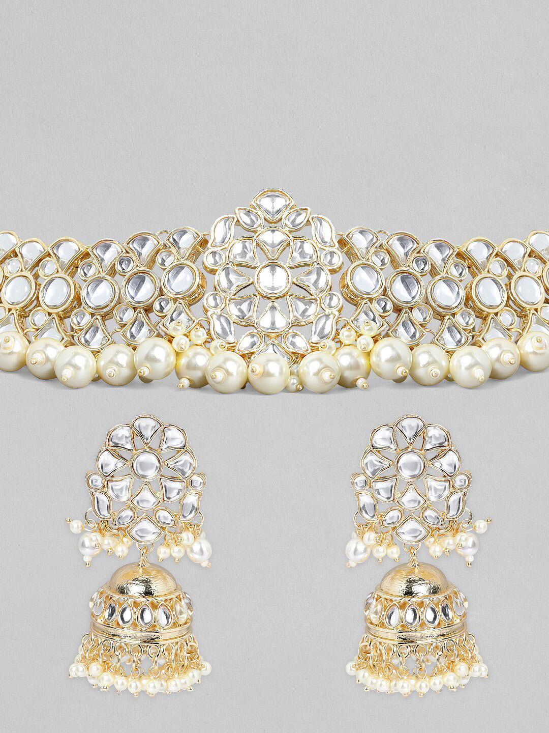Wentra Gold Plated Festive Kundan Necklace Set