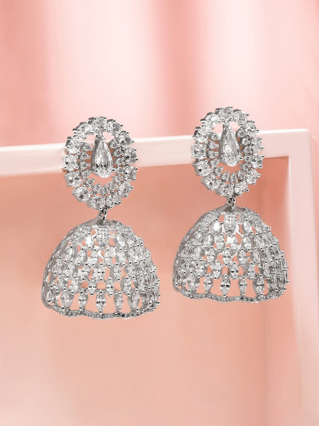 Dance of Sparkle & Tradition American Diamond Zirconia Jhumka