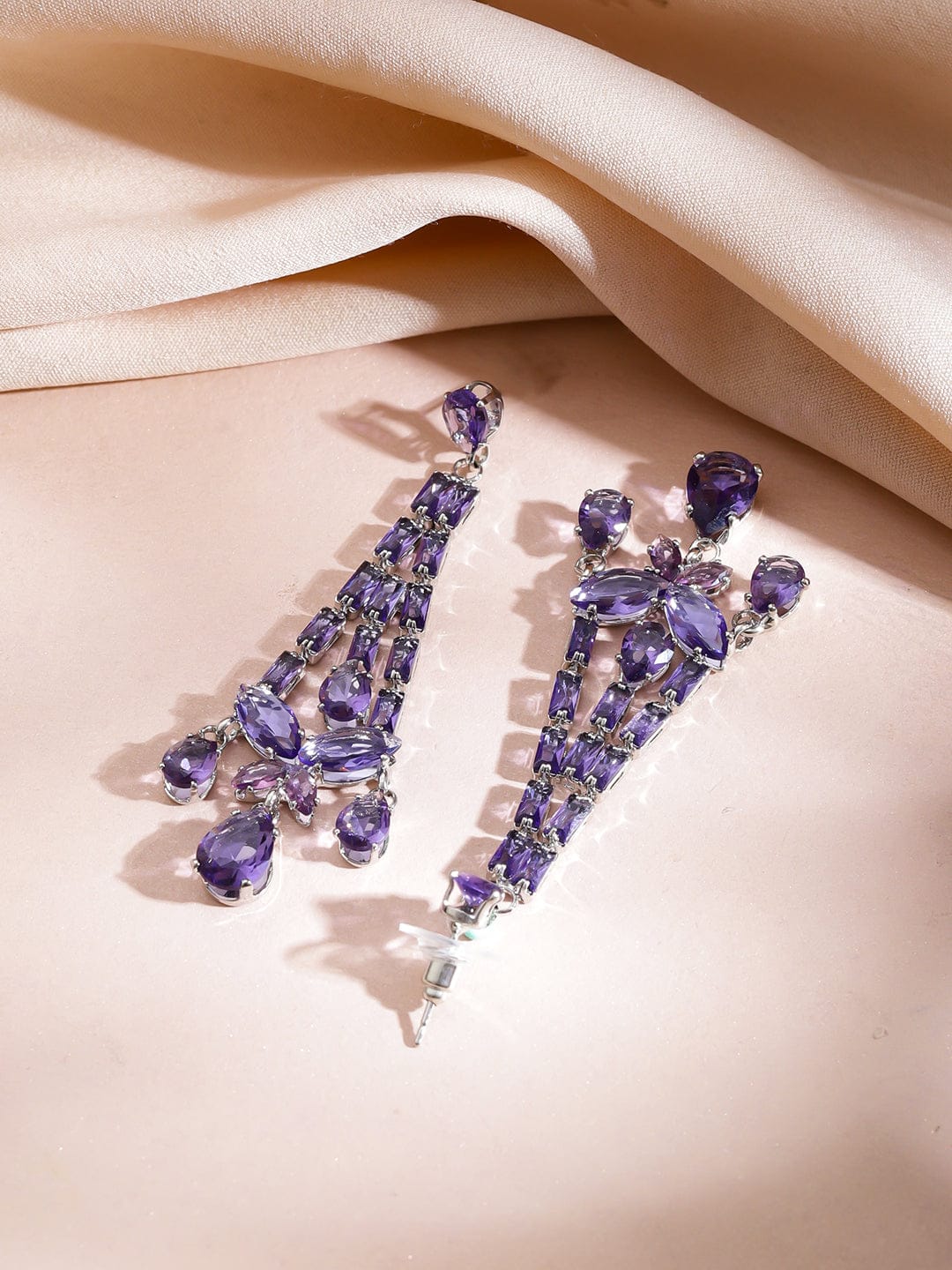 Double Layer Purple Crystal Teardrop Necklace Set